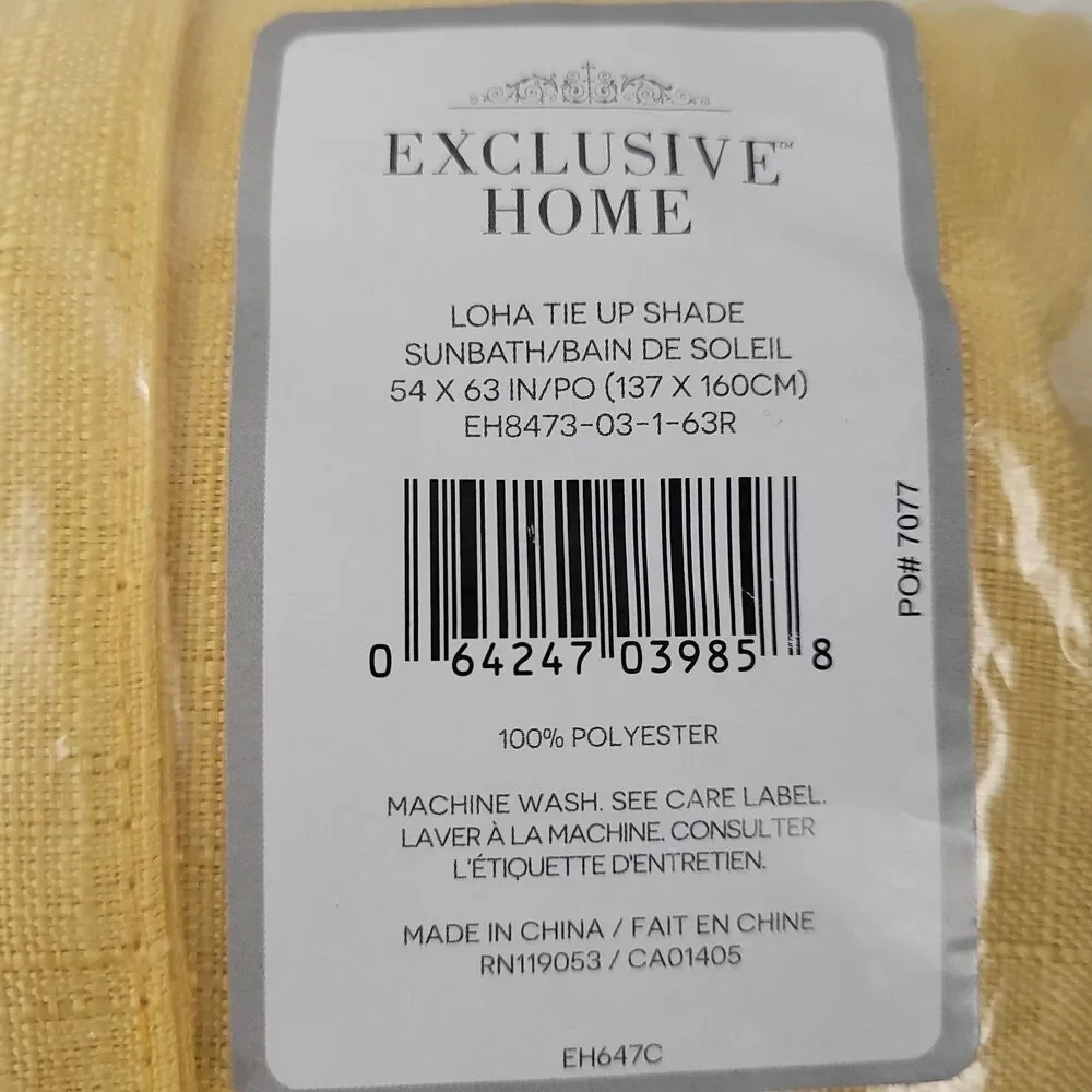 NEW Exclusive Home Loha light filtering tie-up shades 'Yellow' '54x63' #CT6